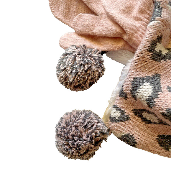 Capelli New York 2 Piece Hat and Mitten Set NWT Size 2T-4T Leopard Print Hat Pom - Picture 4 of 5